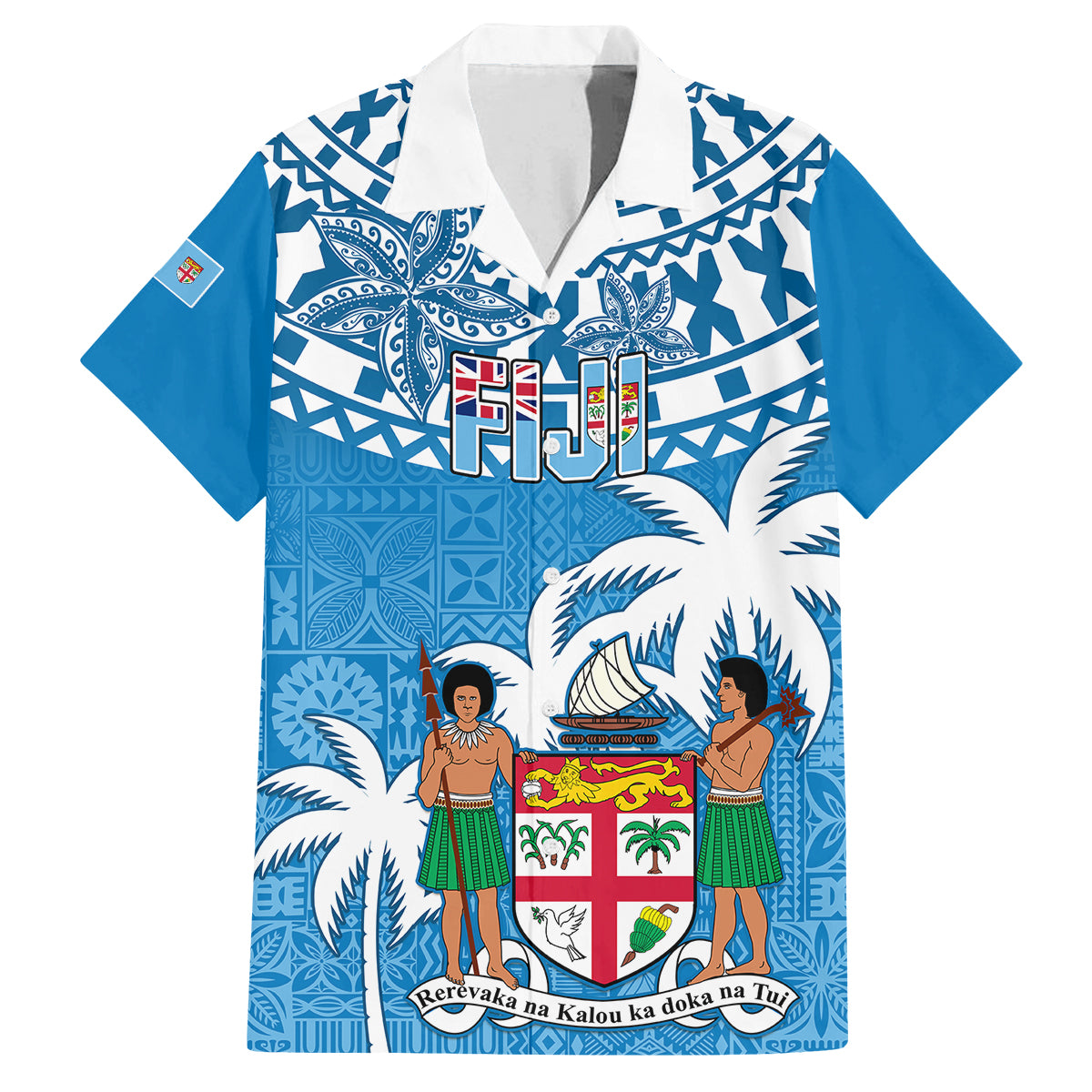Personalised Fiji Kid Hawaiian Shirt Bula Fijian Tapa Pattern - Wonder Print Shop