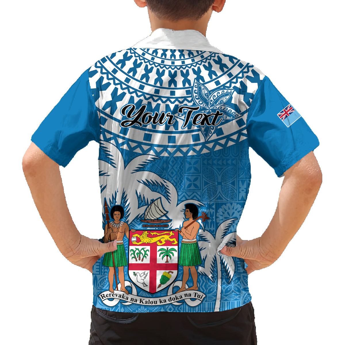 Personalised Fiji Kid Hawaiian Shirt Bula Fijian Tapa Pattern - Wonder Print Shop