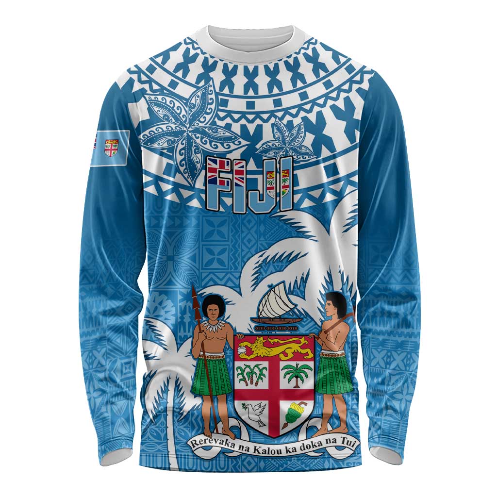 Personalised Fiji Long Sleeve Shirt Bula Fijian Tapa Pattern LT01