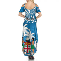 Personalised Fiji Summer Maxi Dress Bula Fijian Tapa Pattern - Wonder Print Shop