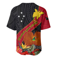 Papua New Guinea Baseball Jersey Bird Of Paradise With Tropical Flower - Wonder Print Shop