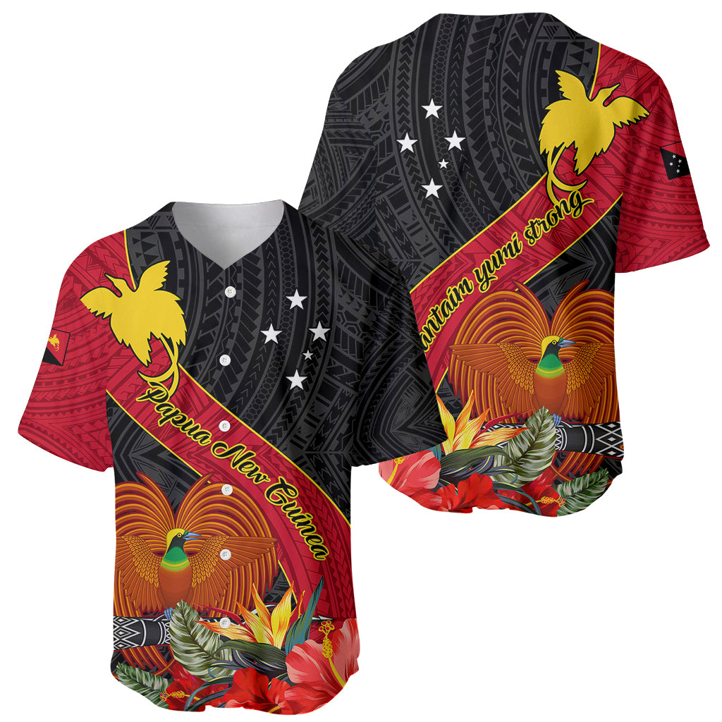 Papua New Guinea Baseball Jersey Bird Of Paradise With Tropical Flower - Wonder Print Shop