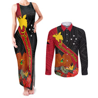 Papua New Guinea Couples Matching Tank Maxi Dress and Long Sleeve Button Shirts Bird Of Paradise With Tropical Flower - Wonder Print Shop