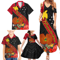 Papua New Guinea Family Matching Summer Maxi Dress and Hawaiian Shirt Bird Of Paradise With Tropical Flower - Wonder Print Shop