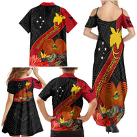 Papua New Guinea Family Matching Summer Maxi Dress and Hawaiian Shirt Bird Of Paradise With Tropical Flower - Wonder Print Shop