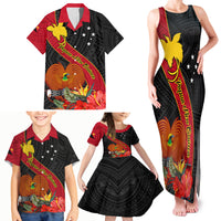 Papua New Guinea Family Matching Tank Maxi Dress and Hawaiian Shirt Bird Of Paradise With Tropical Flower - Wonder Print Shop