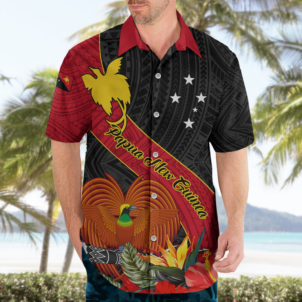 Papua New Guinea Hawaiian Shirt Bird Of Paradise With Tropical Flower - Wonder Print Shop