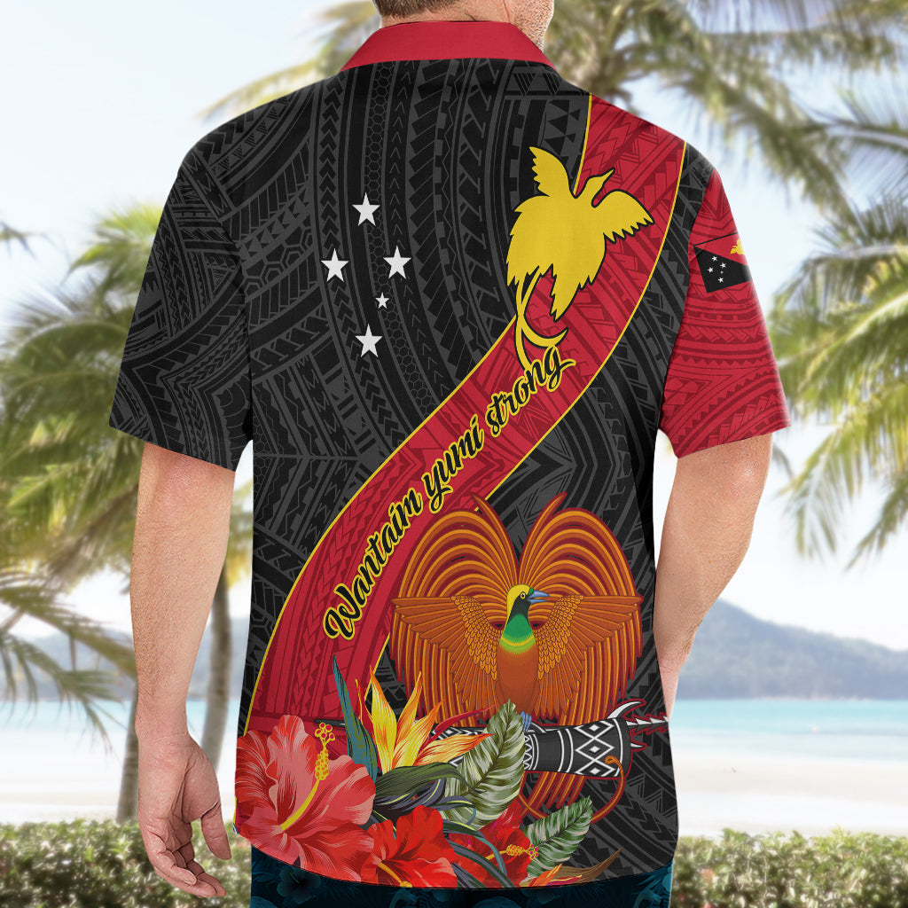 Papua New Guinea Hawaiian Shirt Bird Of Paradise With Tropical Flower - Wonder Print Shop