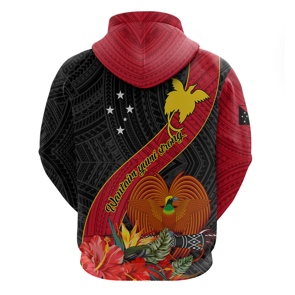 Papua New Guinea Hoodie Bird Of Paradise With Tropical Flower - Wonder Print Shop