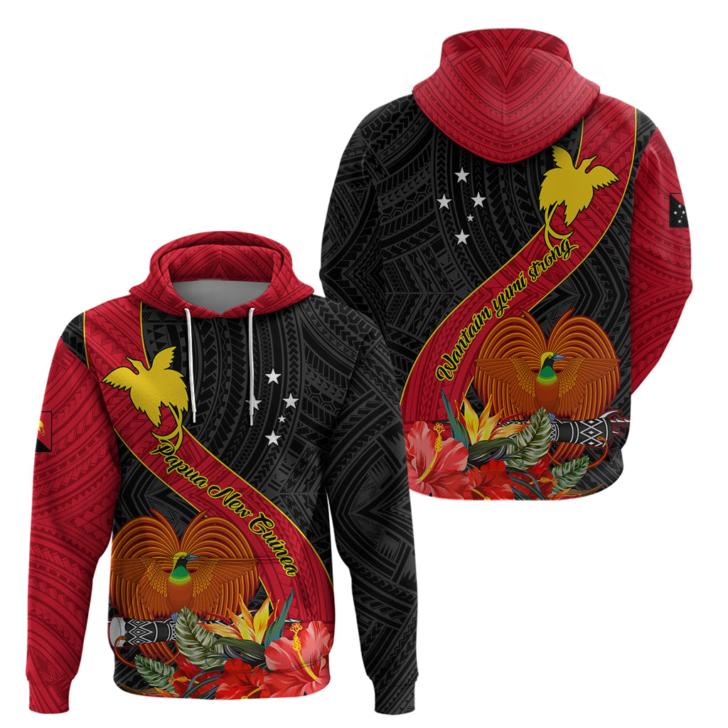 Papua New Guinea Hoodie Bird Of Paradise With Tropical Flower - Wonder Print Shop