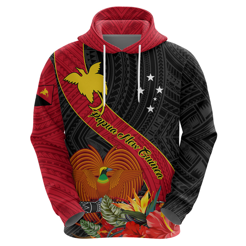 Papua New Guinea Hoodie Bird Of Paradise With Tropical Flower - Wonder Print Shop