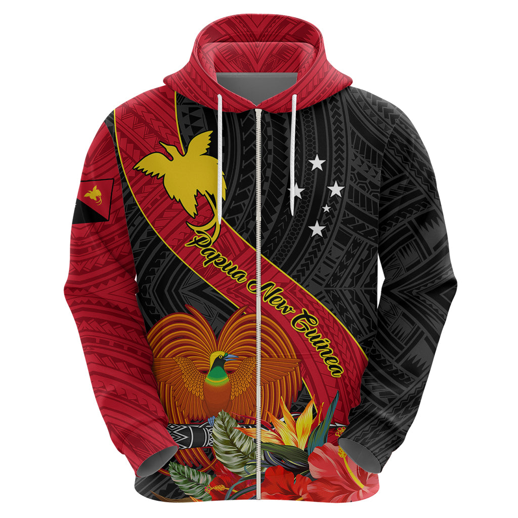 Papua New Guinea Hoodie Bird Of Paradise With Tropical Flower - Wonder Print Shop