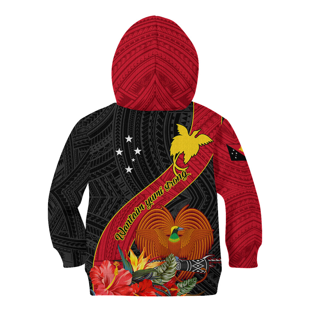 Papua New Guinea Kid Hoodie Bird Of Paradise With Tropical Flower - Wonder Print Shop