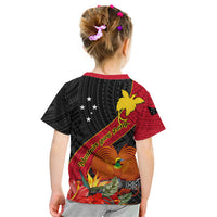 Papua New Guinea Kid T Shirt Bird Of Paradise With Tropical Flower - Wonder Print Shop