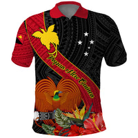 Papua New Guinea Polo Shirt Bird Of Paradise With Tropical Flower - Wonder Print Shop