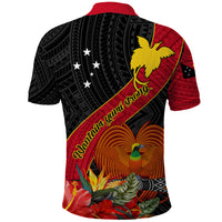 Papua New Guinea Polo Shirt Bird Of Paradise With Tropical Flower - Wonder Print Shop