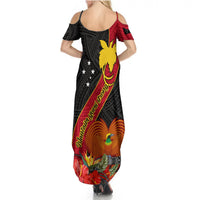 Papua New Guinea Summer Maxi Dress Bird Of Paradise With Tropical Flower - Wonder Print Shop