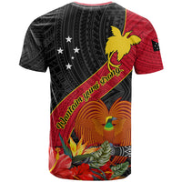 Papua New Guinea T Shirt Bird Of Paradise With Tropical Flower - Wonder Print Shop