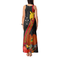 Papua New Guinea Tank Maxi Dress Bird Of Paradise With Tropical Flower - Wonder Print Shop