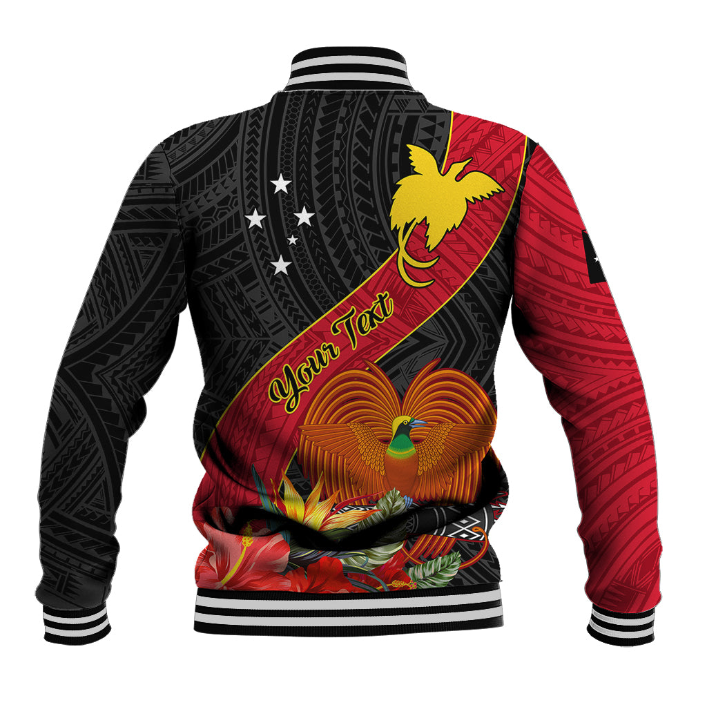 Personalised Papua New Guinea Baseball Jacket Bird Of Paradise With Tropical Flower - Wonder Print Shop