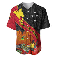 Personalised Papua New Guinea Baseball Jersey Bird Of Paradise With Tropical Flower - Wonder Print Shop