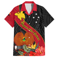 Personalised Papua New Guinea Family Matching Off Shoulder Long Sleeve Dress and Hawaiian Shirt Bird Of Paradise With Tropical Flower - Wonder Print Shop