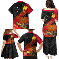 Personalised Papua New Guinea Family Matching Puletasi Dress and Hawaiian Shirt Bird Of Paradise With Tropical Flower - Wonder Print Shop