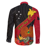 Personalised Papua New Guinea Family Matching Short Sleeve Bodycon Dress and Hawaiian Shirt Bird Of Paradise With Tropical Flower - Wonder Print Shop