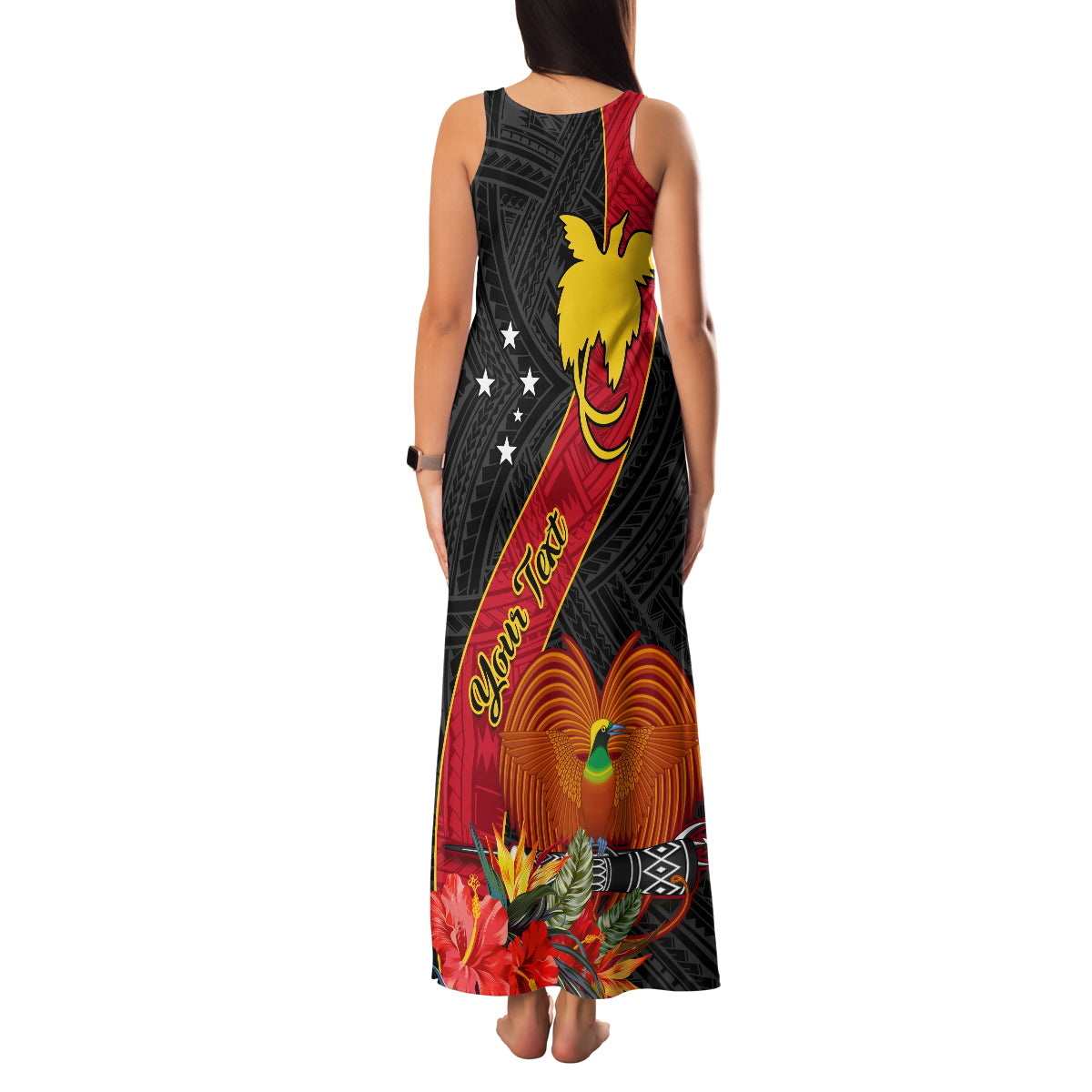 Personalised Papua New Guinea Family Matching Tank Maxi Dress and Hawaiian Shirt Bird Of Paradise With Tropical Flower - Wonder Print Shop