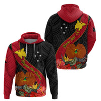 Personalised Papua New Guinea Hoodie Bird Of Paradise With Tropical Flower - Wonder Print Shop