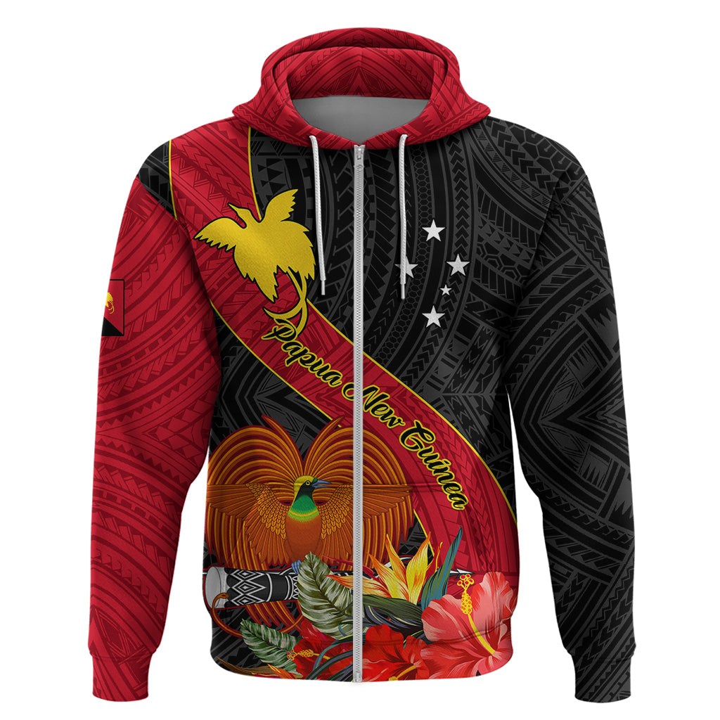 Personalised Papua New Guinea Hoodie Bird Of Paradise With Tropical Flower - Wonder Print Shop