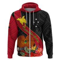 Personalised Papua New Guinea Hoodie Bird Of Paradise With Tropical Flower - Wonder Print Shop