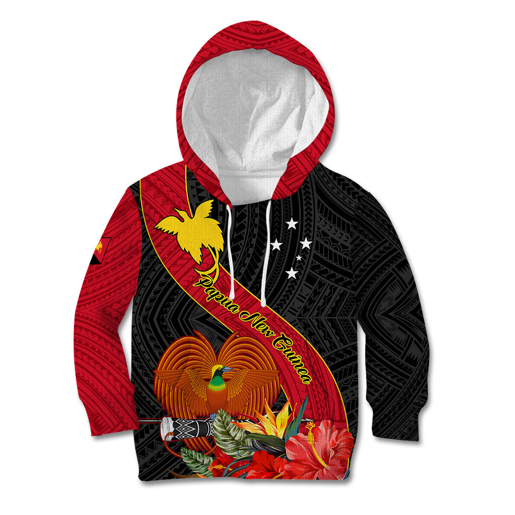 Personalised Papua New Guinea Kid Hoodie Bird Of Paradise With Tropical Flower - Wonder Print Shop