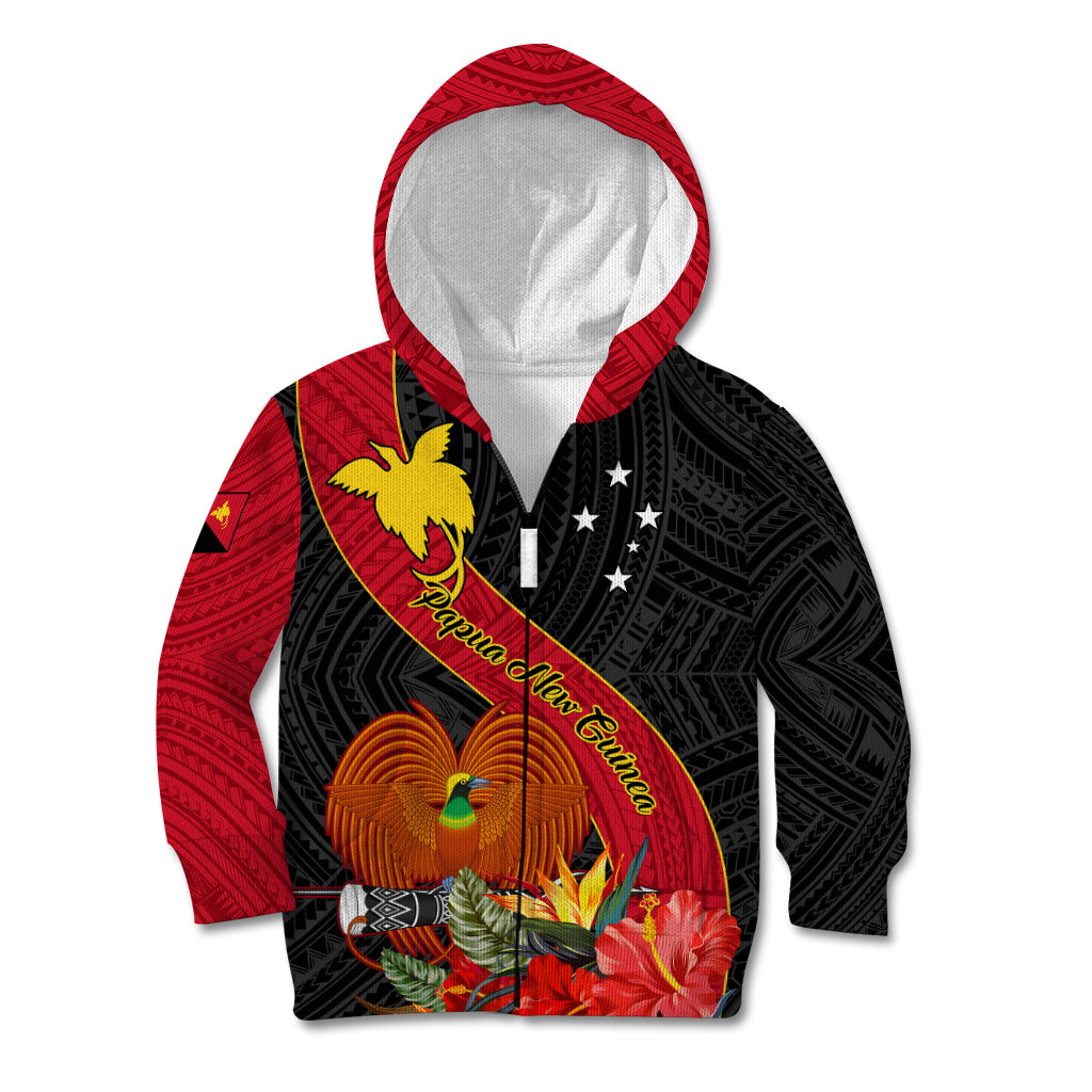Personalised Papua New Guinea Kid Hoodie Bird Of Paradise With Tropical Flower - Wonder Print Shop