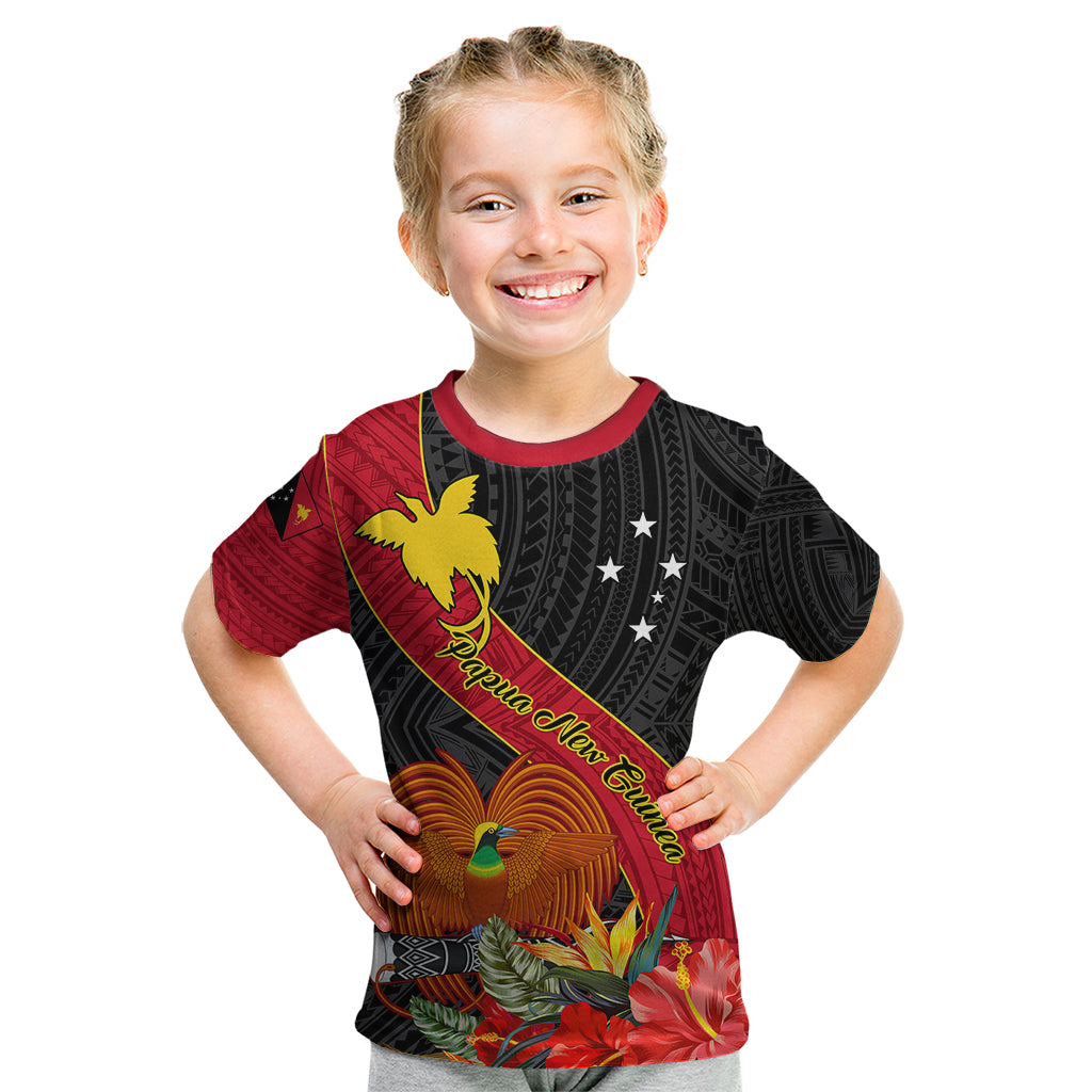 Personalised Papua New Guinea Kid T Shirt Bird Of Paradise With Tropical Flower - Wonder Print Shop