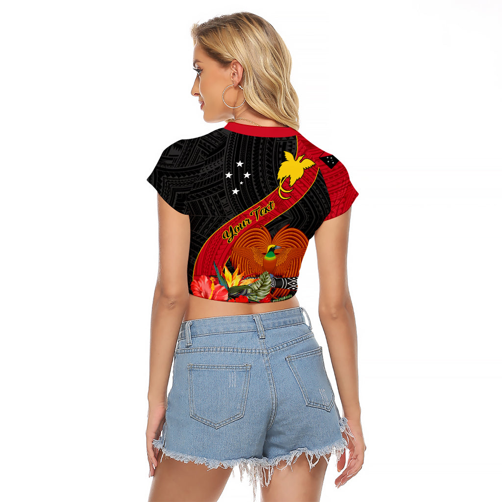 Personalised Papua New Guinea Raglan Cropped T Shirt Bird Of Paradise With Tropical Flower - Wonder Print Shop