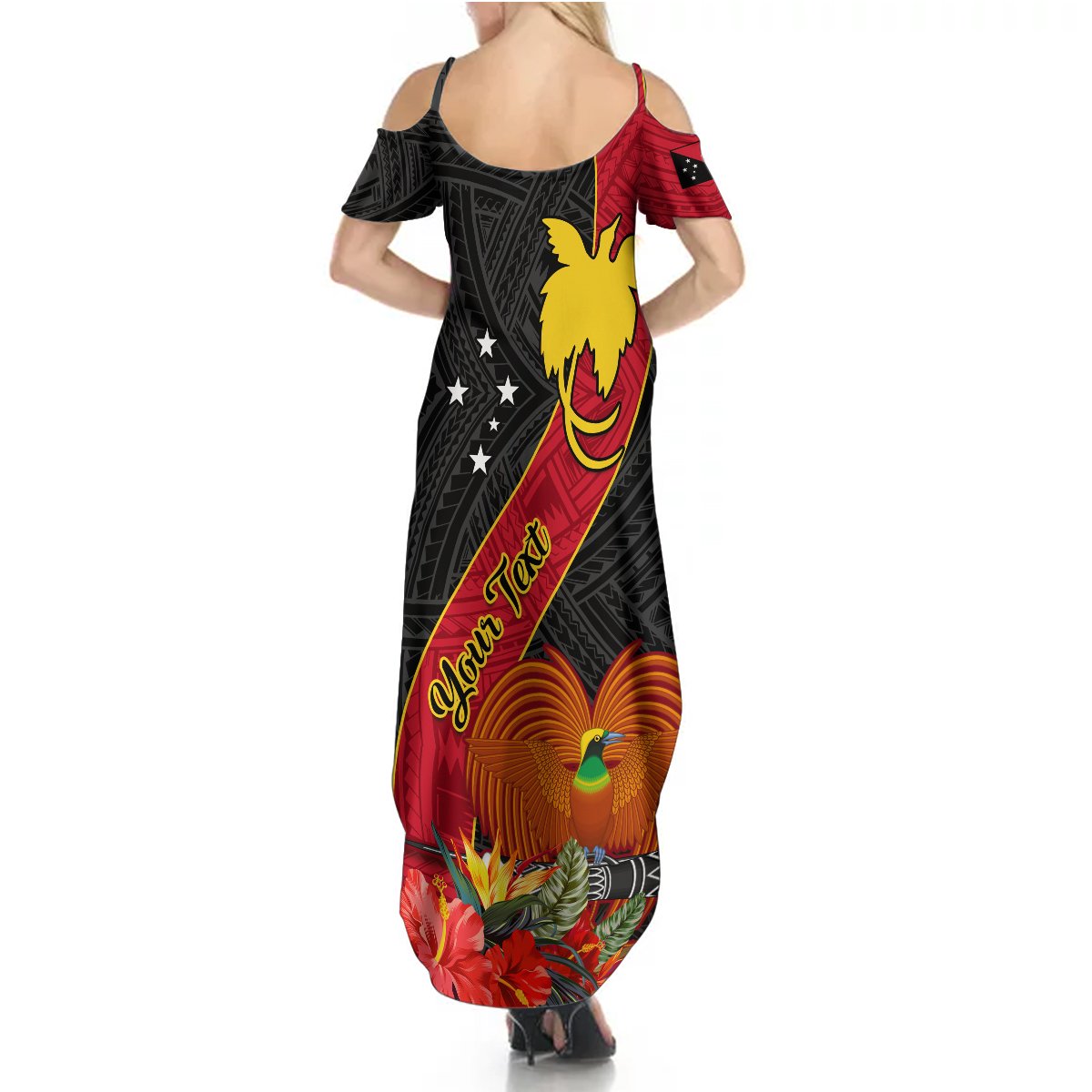 Personalised Papua New Guinea Summer Maxi Dress Bird Of Paradise With Tropical Flower - Wonder Print Shop