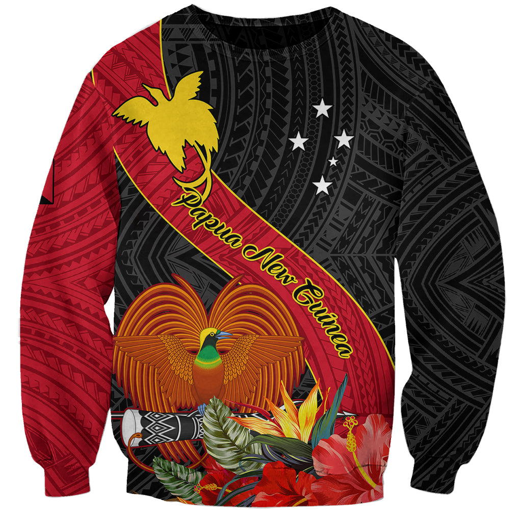 Personalised Papua New Guinea Sweatshirt Bird Of Paradise With Tropical Flower - Wonder Print Shop