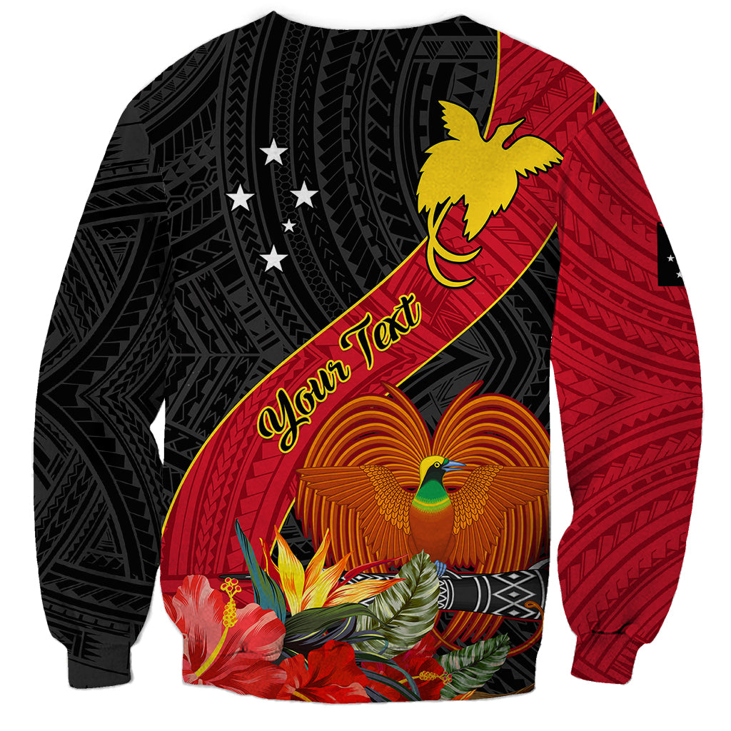 Personalised Papua New Guinea Sweatshirt Bird Of Paradise With Tropical Flower - Wonder Print Shop