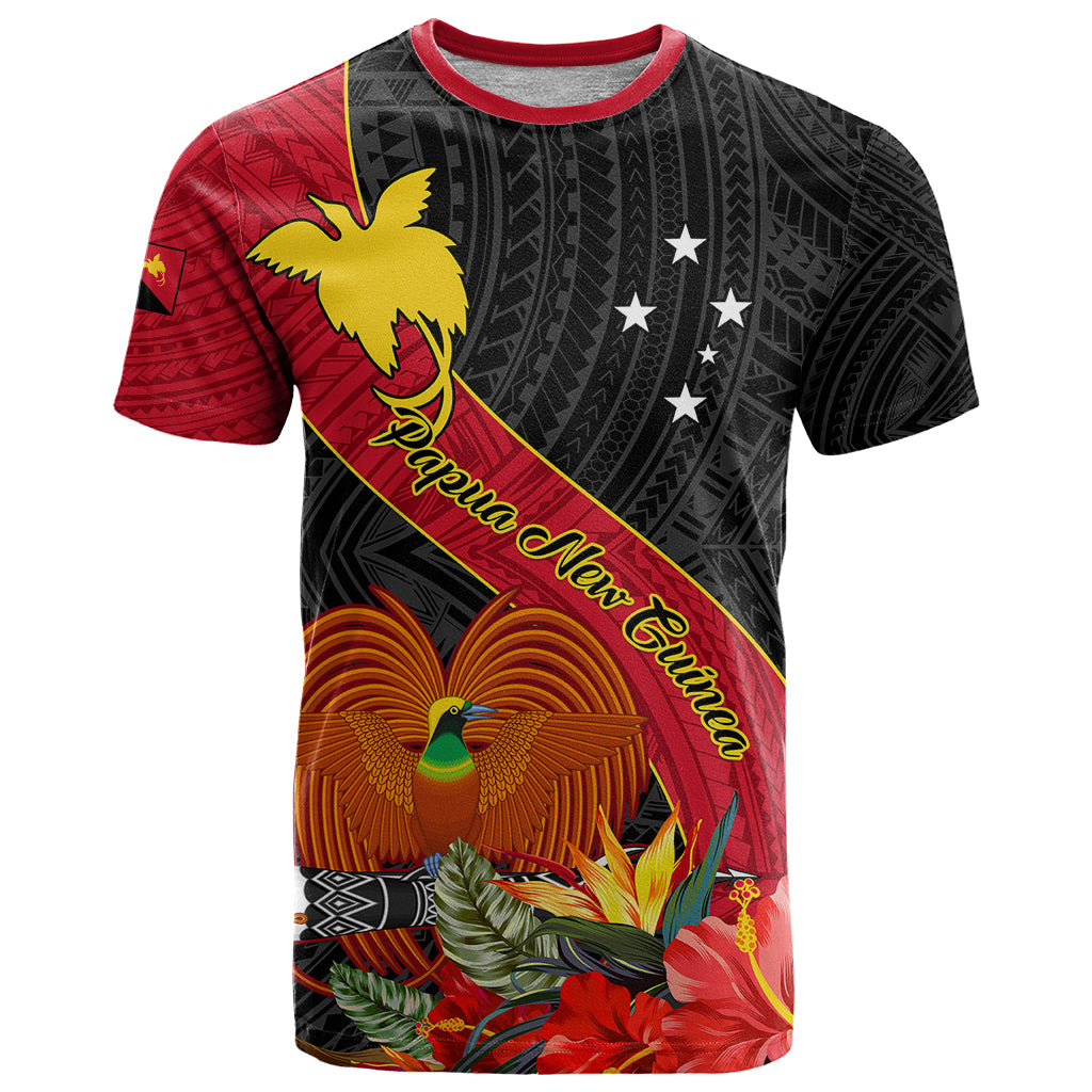 Personalised Papua New Guinea T Shirt Bird Of Paradise With Tropical Flower - Wonder Print Shop