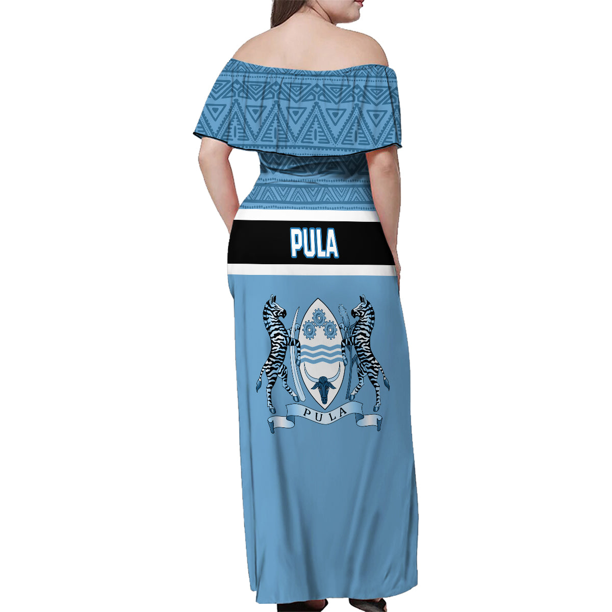Botswana Family Matching Off Shoulder Maxi Dress and Hawaiian Shirt Tswana Pula African Pattern - Wonder Print Shop