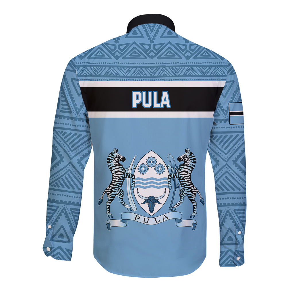 Botswana Long Sleeve Button Shirt Tswana Pula African Pattern - Wonder Print Shop