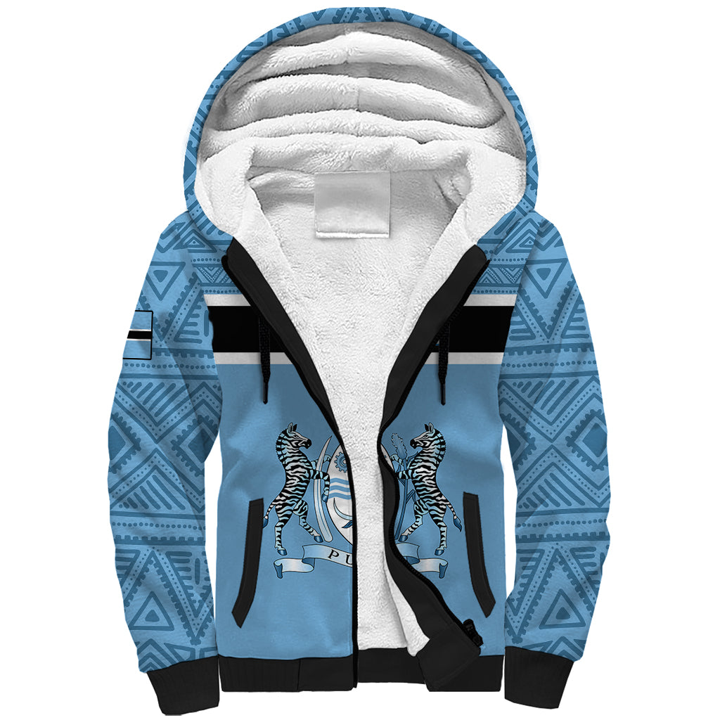 Botswana Sherpa Hoodie Tswana Pula African Pattern - Wonder Print Shop