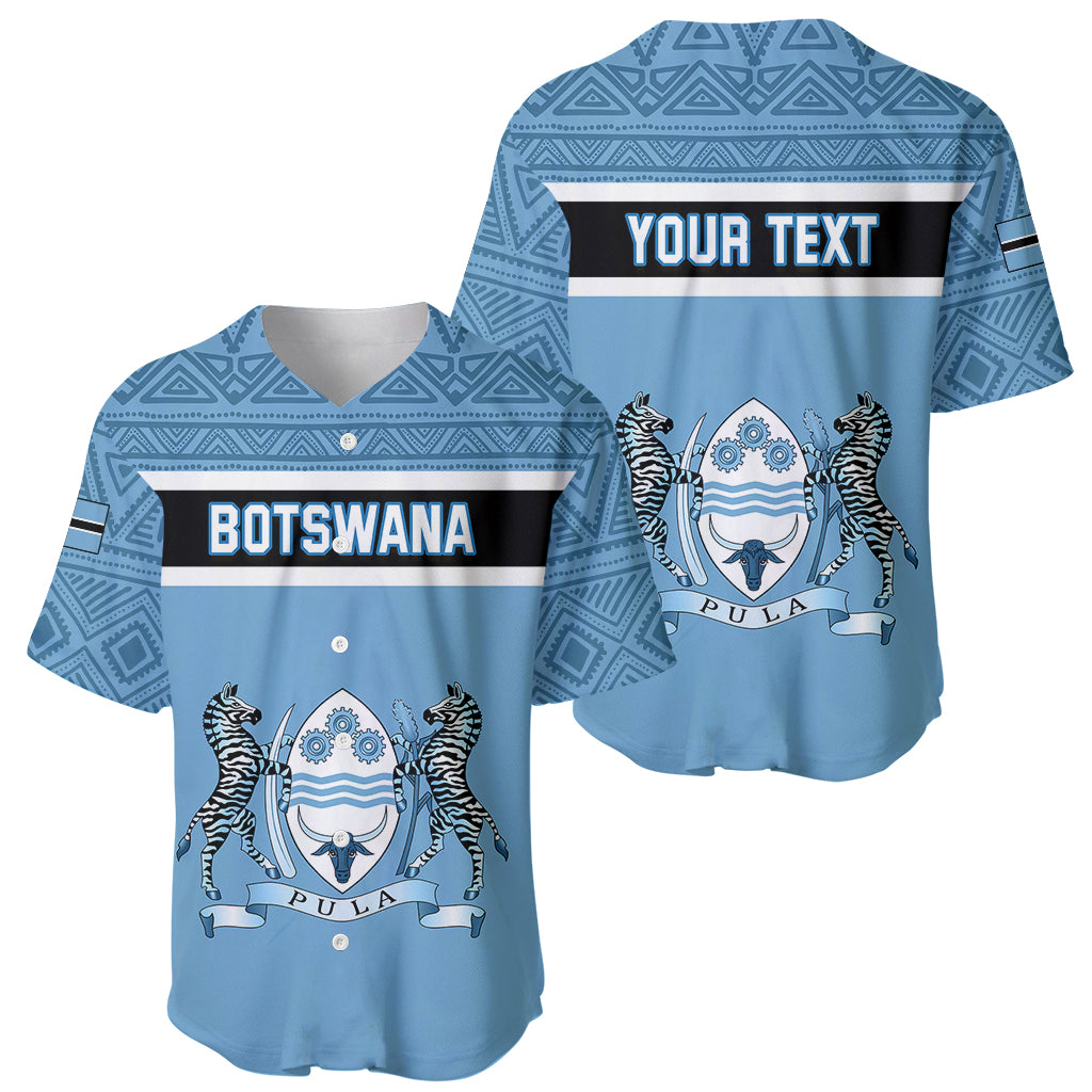 Personalised Botswana Baseball Jersey Tswana Pula African Pattern - Wonder Print Shop