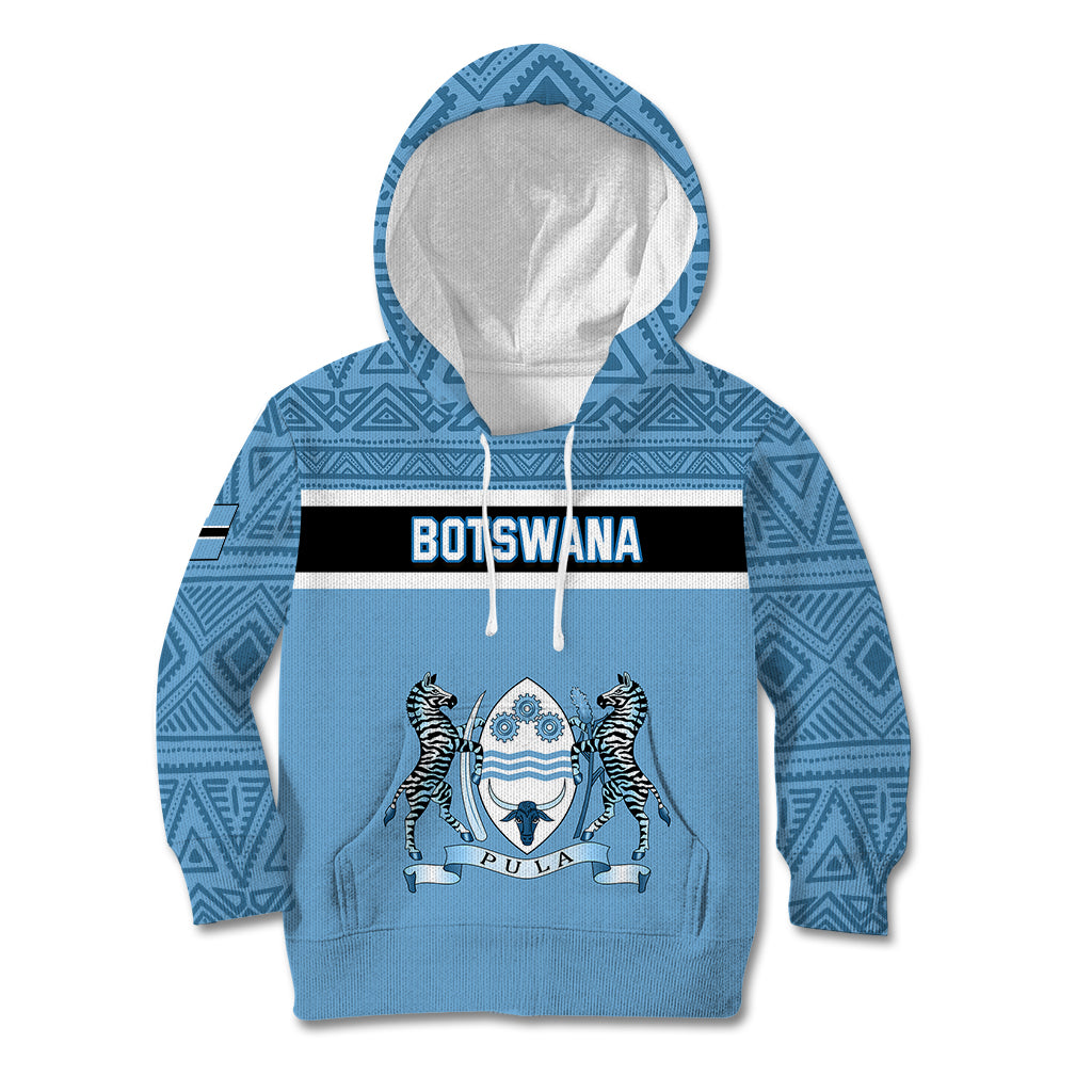 Personalised Botswana Kid Hoodie Tswana Pula African Pattern - Wonder Print Shop