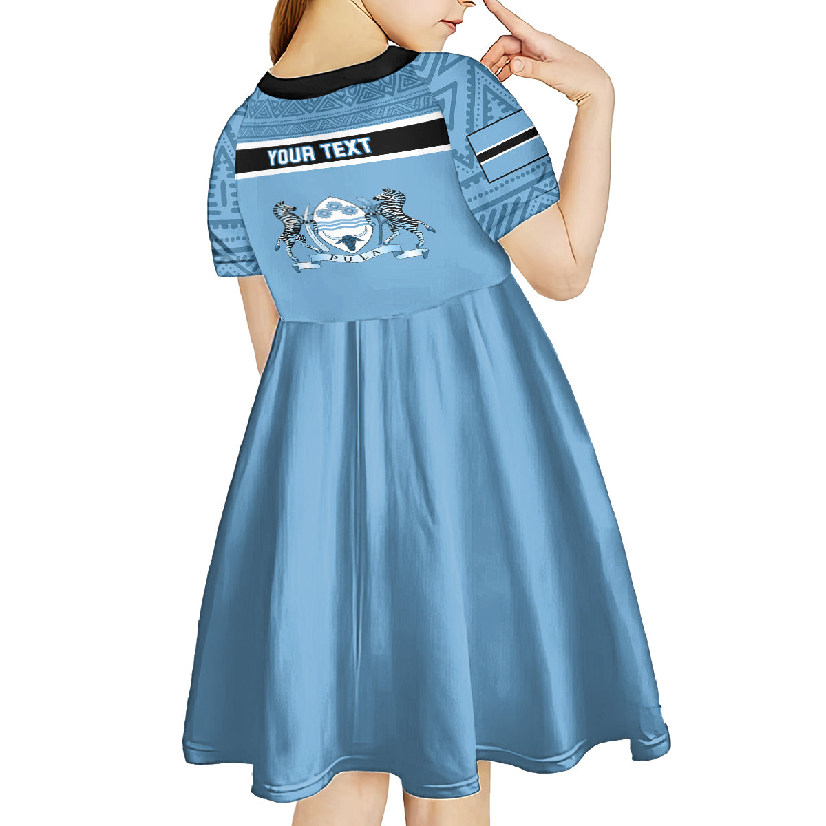 Personalised Botswana Kid Short Sleeve Dress Tswana Pula African Pattern - Wonder Print Shop