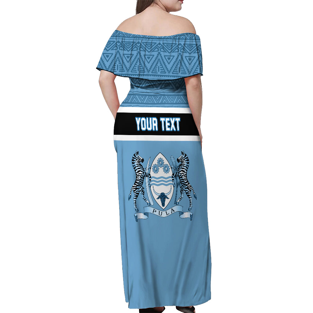 Personalised Botswana Off Shoulder Maxi Dress Tswana Pula African Pattern - Wonder Print Shop