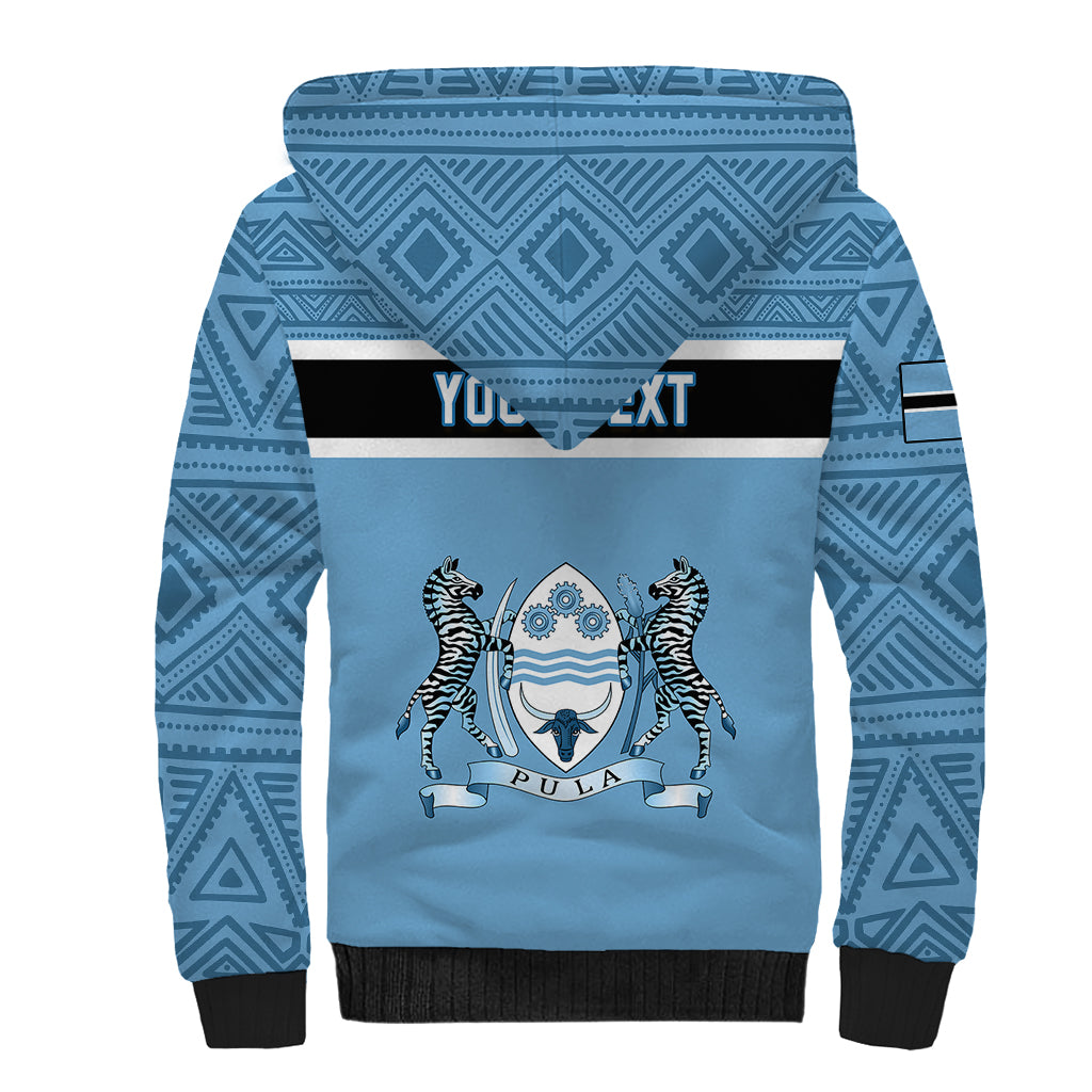 Personalised Botswana Sherpa Hoodie Tswana Pula African Pattern - Wonder Print Shop