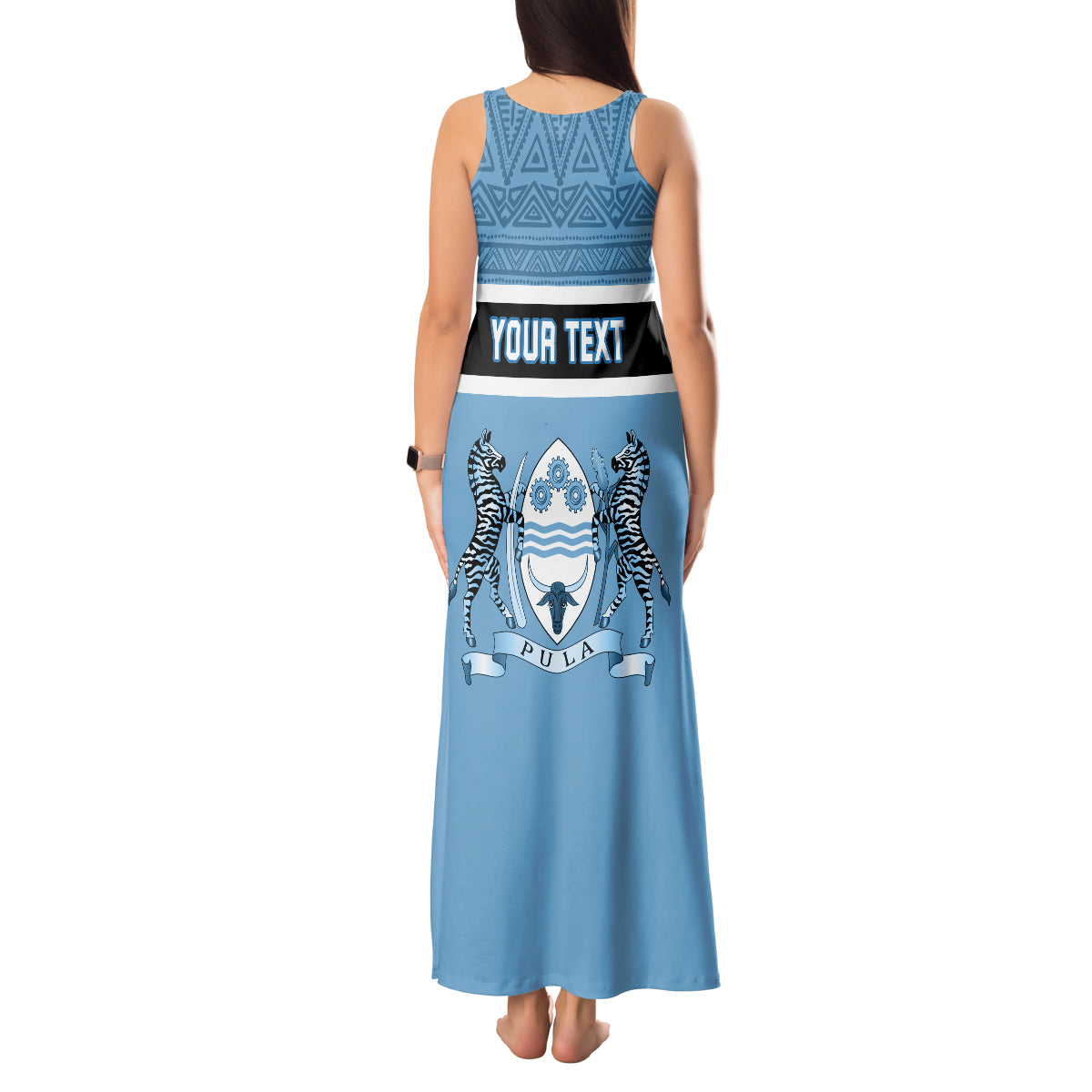 Personalised Botswana Tank Maxi Dress Tswana Pula African Pattern - Wonder Print Shop