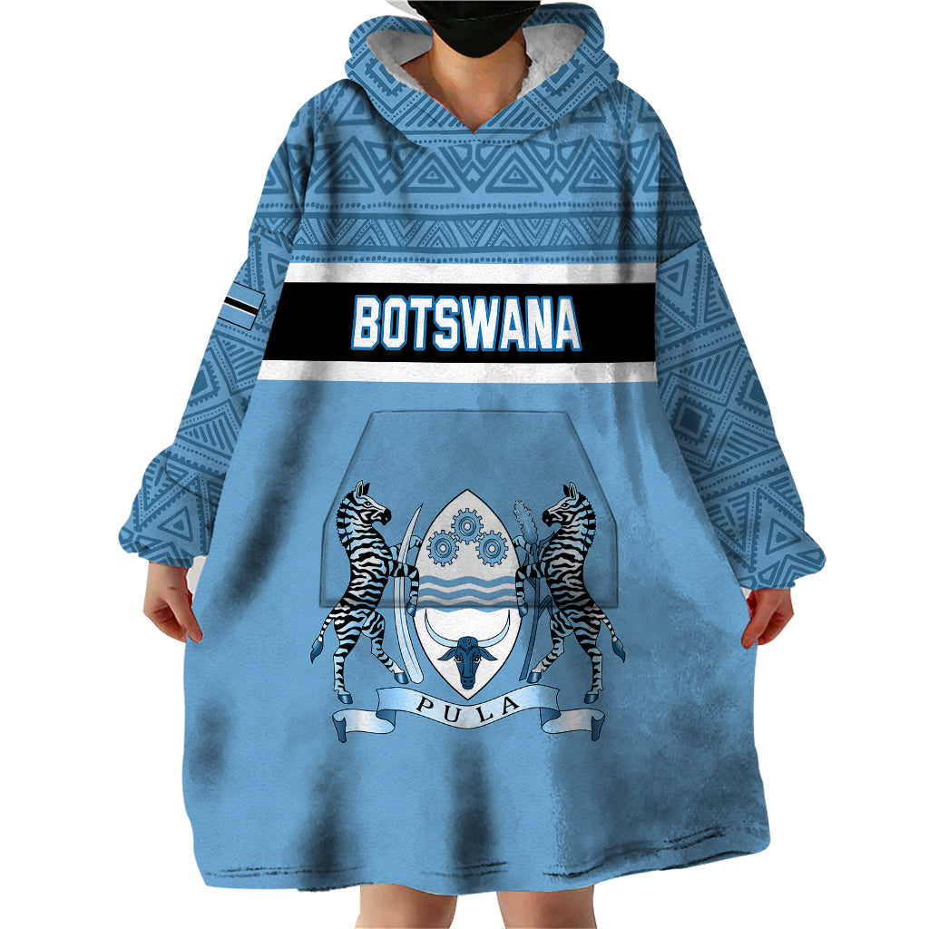 Personalised Botswana Wearable Blanket Hoodie Tswana Pula African Pattern - Wonder Print Shop